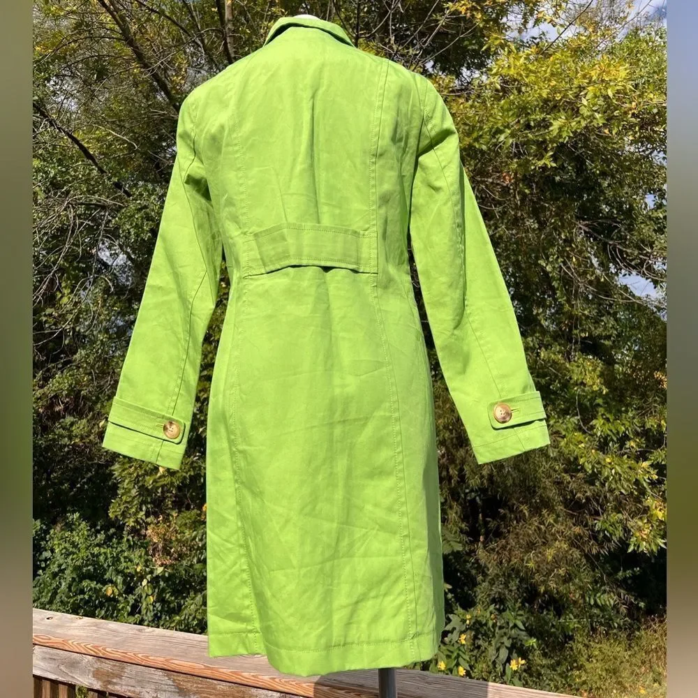 Old Navy Lime Green Button Down Trench Coat Size Medium